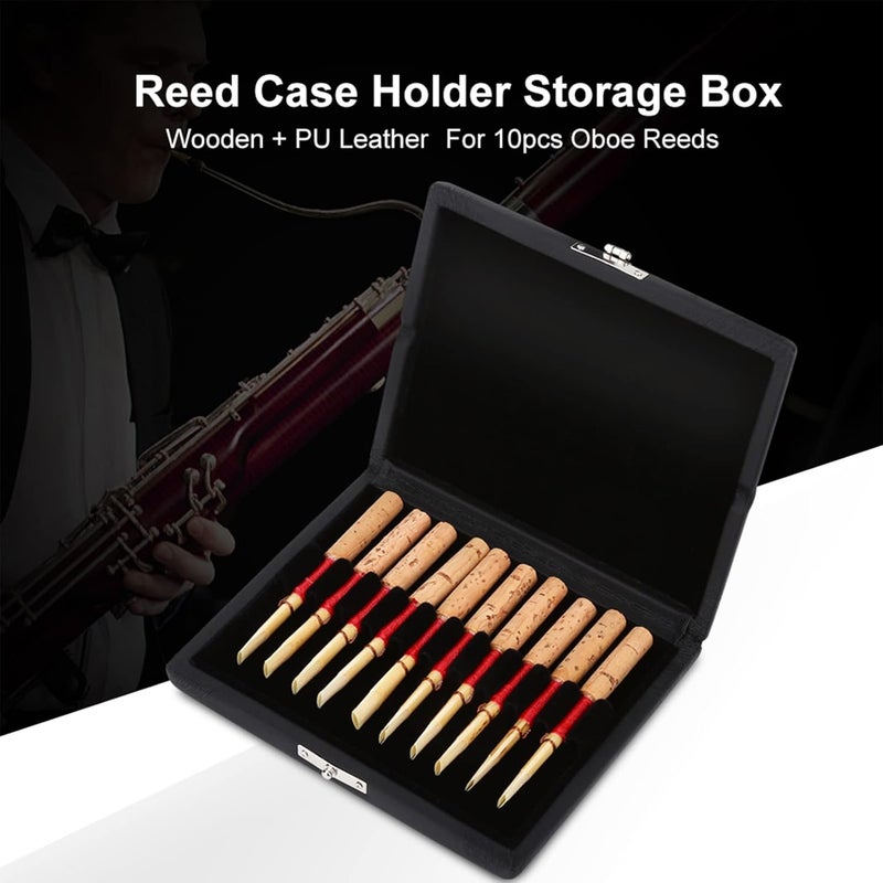 KooingTech 10PCS Oboe Reed Case, Wooden Clarinet Reed Case with Lock, Black Reed Case Suitable for Storing Oboe Reeds - Image 3